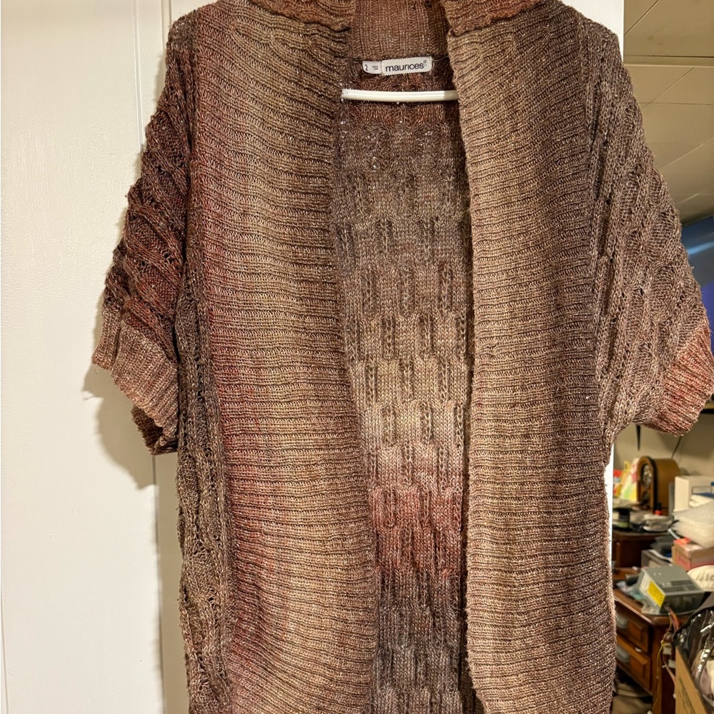 Brown Knit Open Cardigan